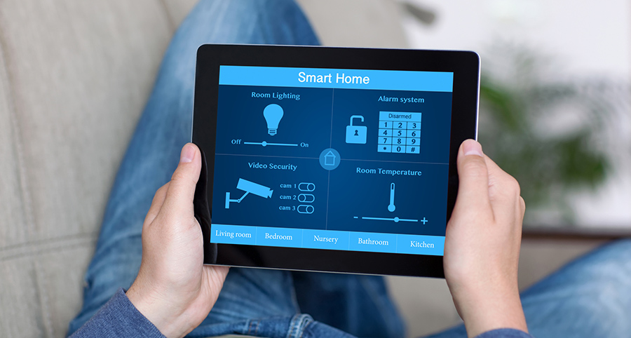 The ability to access and control security components from a mobile device is one of the top smart home trends in Washington DC. Close-up of smart home security app.